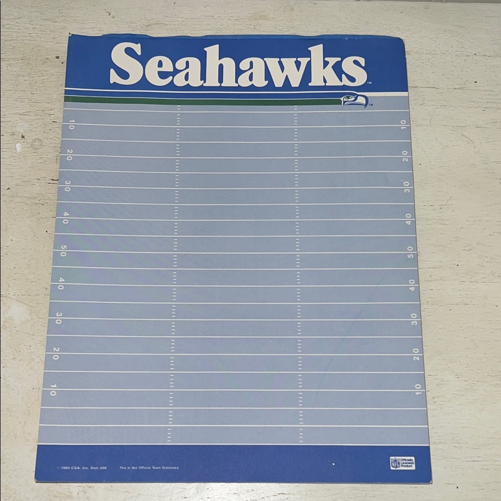 1985 80s Seattle Seahawks NFL Notebook paper